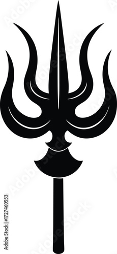 black trishul symbol on white background clip art preview