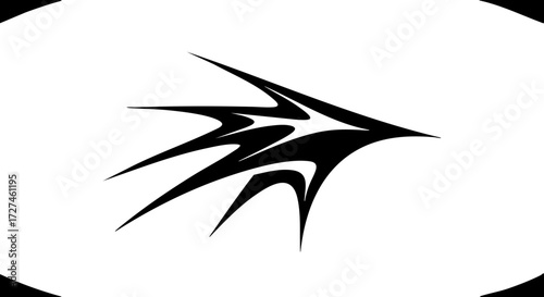 Billede på lærred Dynamic abstract black tribal design evokes speed and power, perfect for modern branding and edgy graphic elements, capturing attention with sharp lines and energetic flow
