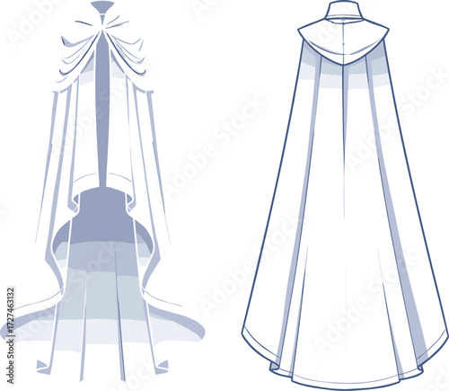 PrintFantasy cloak illustration, magical robe design, elegant costume cape, medieval garment artwork, wizard clothing vector, royal fashion accessory, mysterious outfit drawing