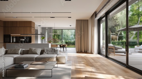 Modern interior living room sunlight