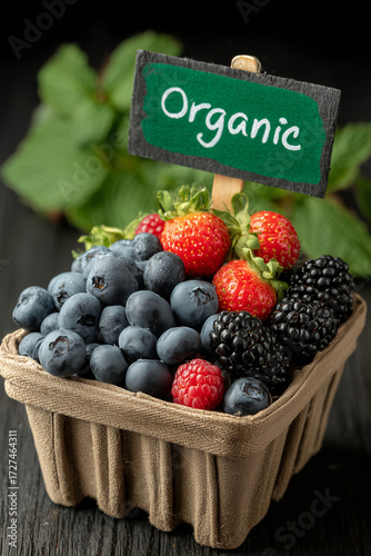 Organic Assorted Berries with Organic Label