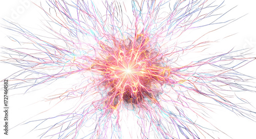 Abstract Energy Burst: Colorful Light Explosion on Black Background png clear alpha channel cutout isolated on transparent background