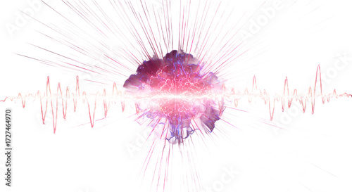 Abstract Energy Burst with Sound Wave Visualization png clear alpha channel cutout isolated on transparent background