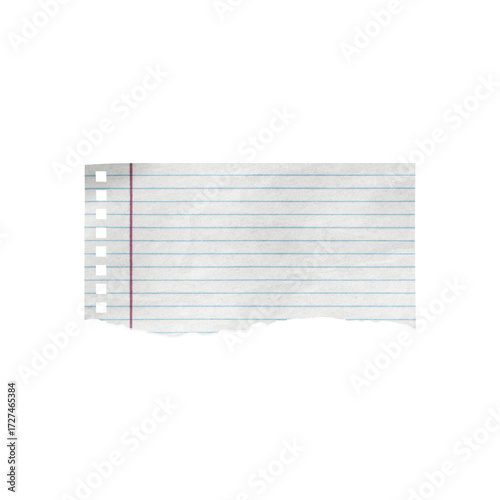 Pedaço de papel rasgado de caderno elemento 3d isolado