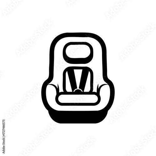 Simple vector of a baby car seat symbolizing child safety, protection, and secure transportation in vehicles.
