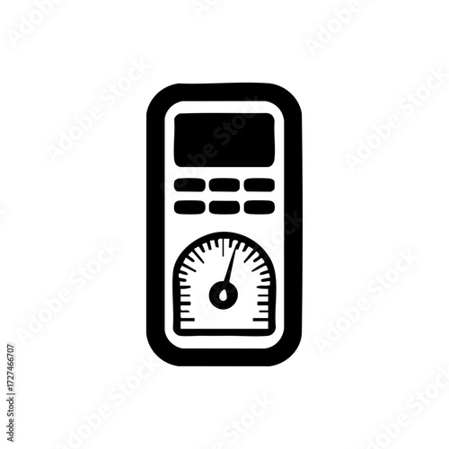 Handheld digital multimeter with display and dial, used for measuring voltage, current, and resistance in electronics.
