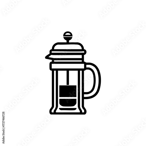 French press coffee maker design symbolizing fresh brew, coffee culture, and home brewing equipment.
