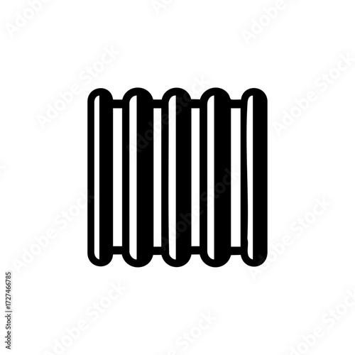 Clean black outline of a radiator representing home heating, interior comfort, and energy efficiency.