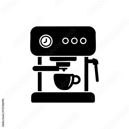 Espresso coffee machine silhouette representing home brewing, barista culture, and modern coffee lifestyle.