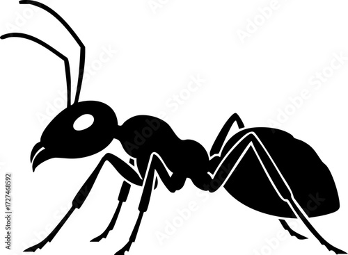 Striking silhouette of a determined ant in profile, symbolizing hard work, resilience, and natural engineering marvels for your projects