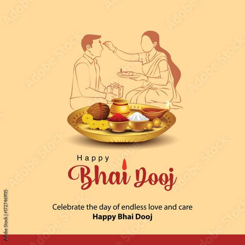 beautiful Bhai Dooj Hindu festival greeting card India. editable abstract vector illustration design