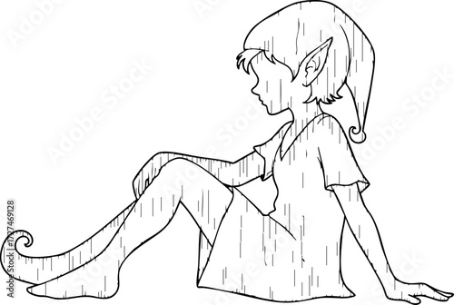 Enchanting elven child rests peacefully, hinting at magical woodland adventures and whimsical storytelling for fantasy projects.