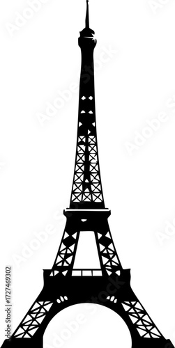 Iconic Eiffel Tower silhouette symbolizing travel, romance, and Parisian charm, perfect for city exploration or travel marketing campaigns.