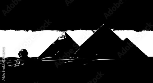 Iconic Egyptian Pyramids and Sphinx silhouetted against a striking dark sky, evoking ancient wonder and timeless mystery for powerful travel and history themes.