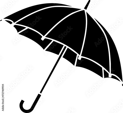 Classic black umbrella unfurled for protection, a timeless symbol of shelter and preparedness against the elements.