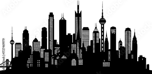Dynamic modern cityscape silhouette capturing urban energy and architectural ambition for impactful business and design projects.