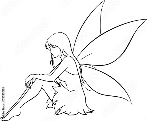 Enchanting fairy with delicate wings rests serenely, evoking dreams and whimsical fantasy for magical storytelling and creative projects.