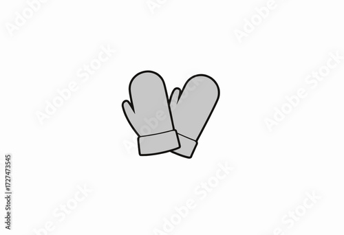 Minimalistic Illustration of Cozy Gray Mittens for Winter Comfort and Style in Cold Weather Scenes Depicting Warmth and Seasonal Fashion Essentials