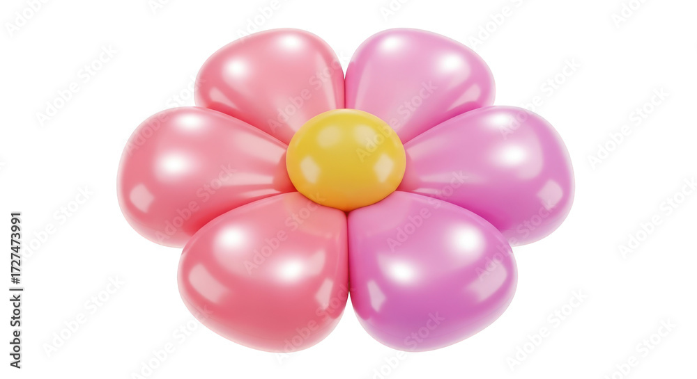 Fototapeta premium Pink and Yellow Balloon Flower isolated on a transparent background celebration