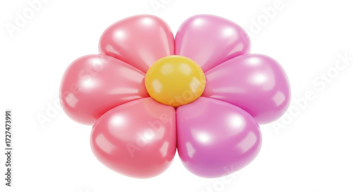 Pink and Yellow Balloon Flower isolated on a transparent background celebration