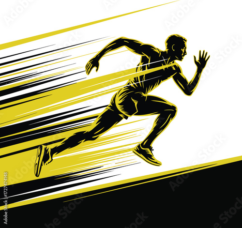 Sprinter Speed Burst Vector Man Athlete Sprinting Race Champion Run Fast