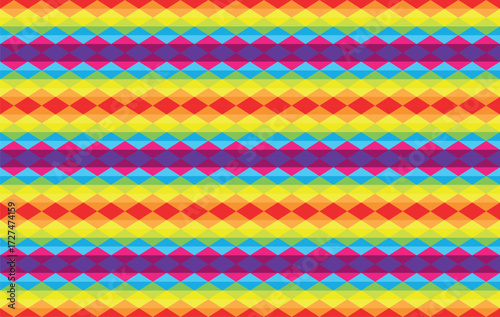 Colorful spectrum geometric rhombus quilt creating pattern