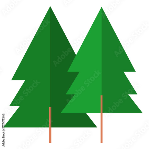 Flat Geometric Green Spruce Fir Trees Forest Environment Illustration