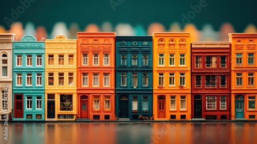 Real Estate Agent First Time Home Buyer concept. Vibrant Miniature House Collection on Display with Artistic Colors and Detailed Architecture Features