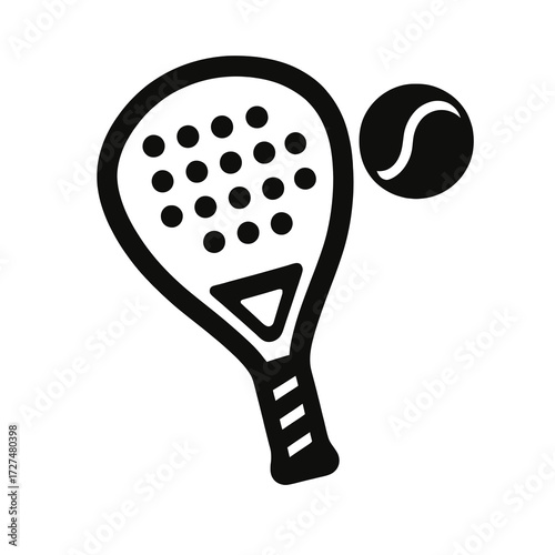 Simple padel Racket and Ball Icon
