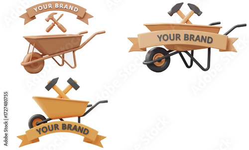 Gardening tools set with wheelbarrow and equipment vector illustration on a white background