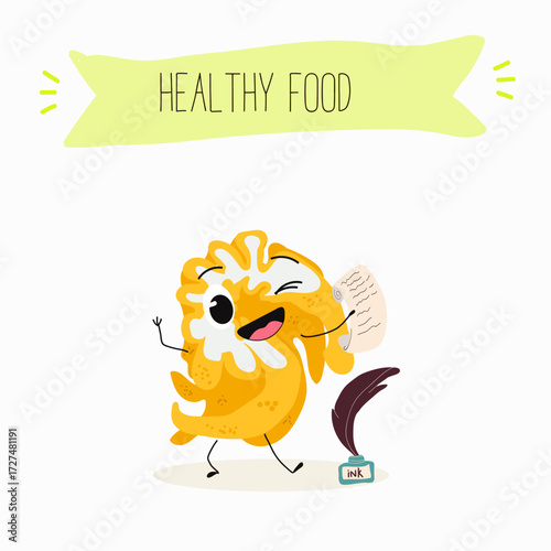 Buddha's hand fruit funny characters, hand drawn vector illustration.
