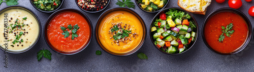 Delicious gluten free meal options featuring vibrant soups and fresh salads