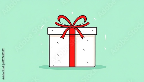 Gift box with red ribbon