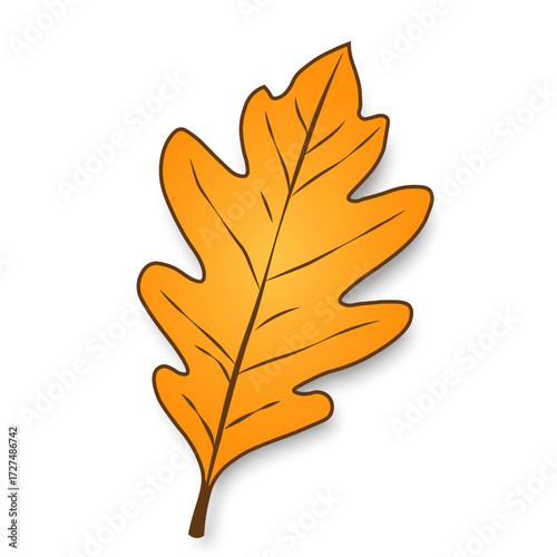 A hand-drawn orange autumn leaf is isolated on a white background. Cartoon sheet for seasonal design. Vector EPS 10.