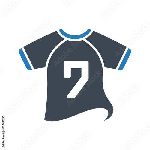 Sports jersey t-shirt with number icon