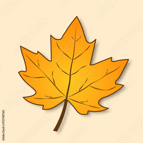 Yellow autumn tree leaf on a transparent background. Vector illustration.