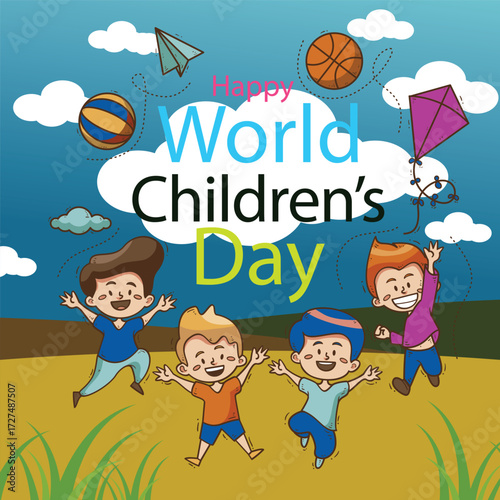 world childeren's day in illustrator