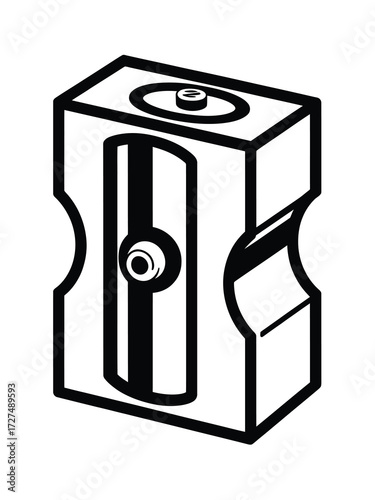 Simple line drawing of a manual pencil sharpener