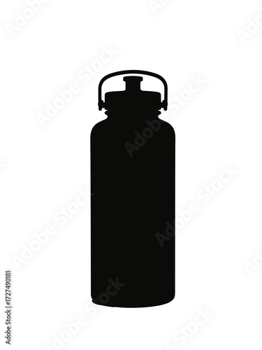 Vintage black metal milk can with handle isolated on white