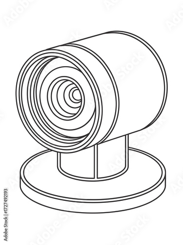 Technical drawing of a swivel joint connector with circular base