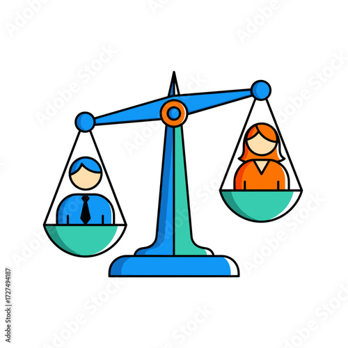 Equal Opportunity Scales Balancing Male and Female Figures.