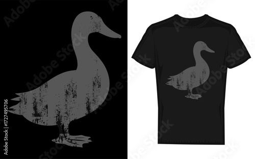 Vintage distressed duck illustration with classic typography and natural colors