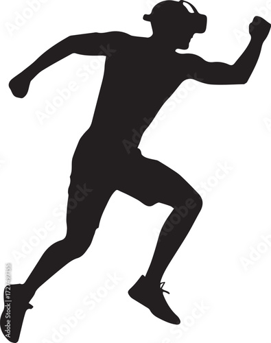Virtual Reality Runner Silhouette: Metaverse Exercise & Fitness
