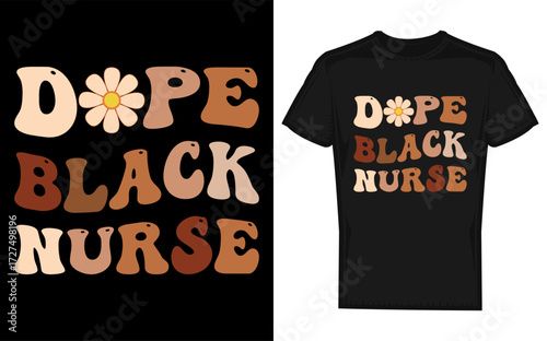 Dope black nurse melanin woman celebrating black history month with medical symbolism