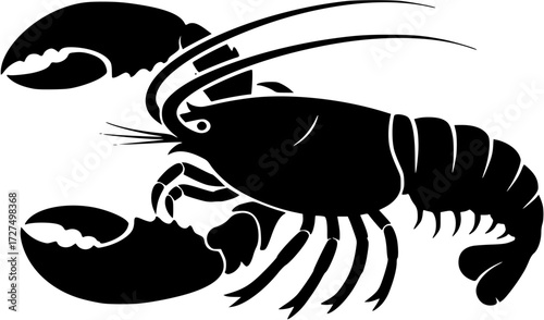 Black lobster vector illustration seafood animal crustacean silhouette design graphic art marine life ocean creature
