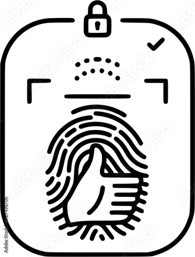 Fingerprint identification security access biometric scan unique identity thumbprint icon graphic
