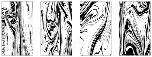 Set of Marble wavy pattern. Abstract background illustration. Ebru, Turkish marbling art background collection.