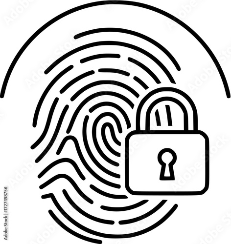 Fingerprint identification security access biometric scan unique identity thumbprint icon graphic
