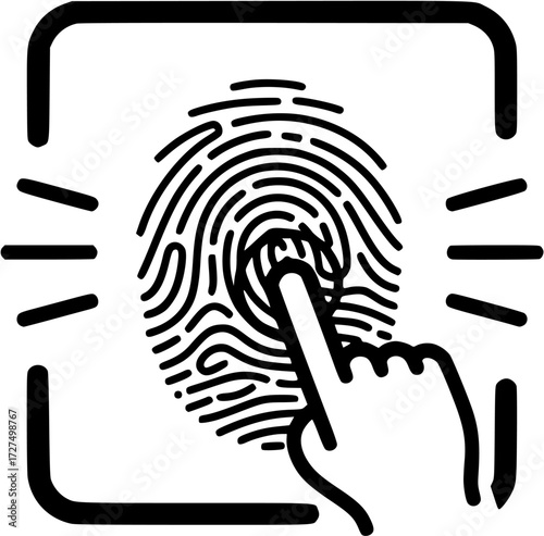 Fingerprint identification security access biometric scan unique identity thumbprint icon graphic

