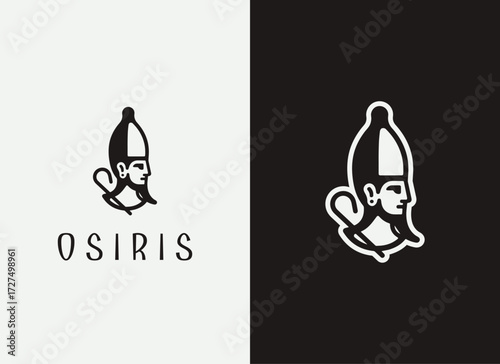 Osiris Logo and Illustration, Egyptian God Logo Design, Ancient Egypt Mythology Vector, Osiris Illustration, Afterlife Deity Symbol, Egyptian Mythological Logo, Pharaoh Era Branding, Resurrection God 